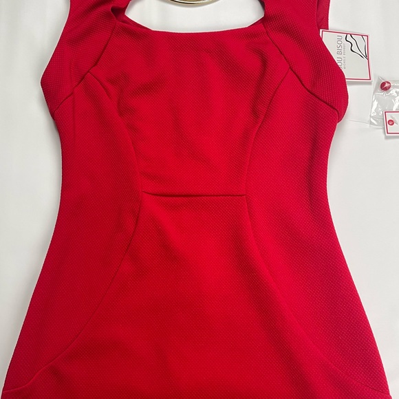 NWT Bisou Bisou Red Bodycon Midi Dress Size 4 - Picture 4 of 9